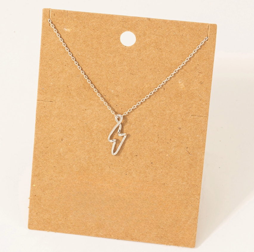 Wire Lightning Bolt Pendant Necklace