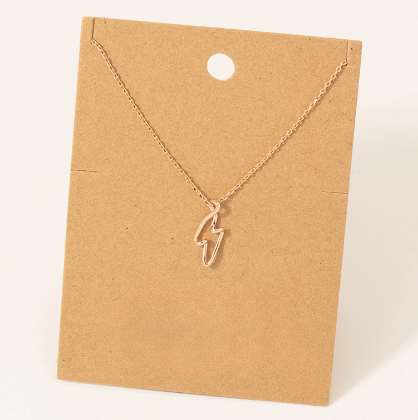 Wire Lightning Bolt Pendant Necklace