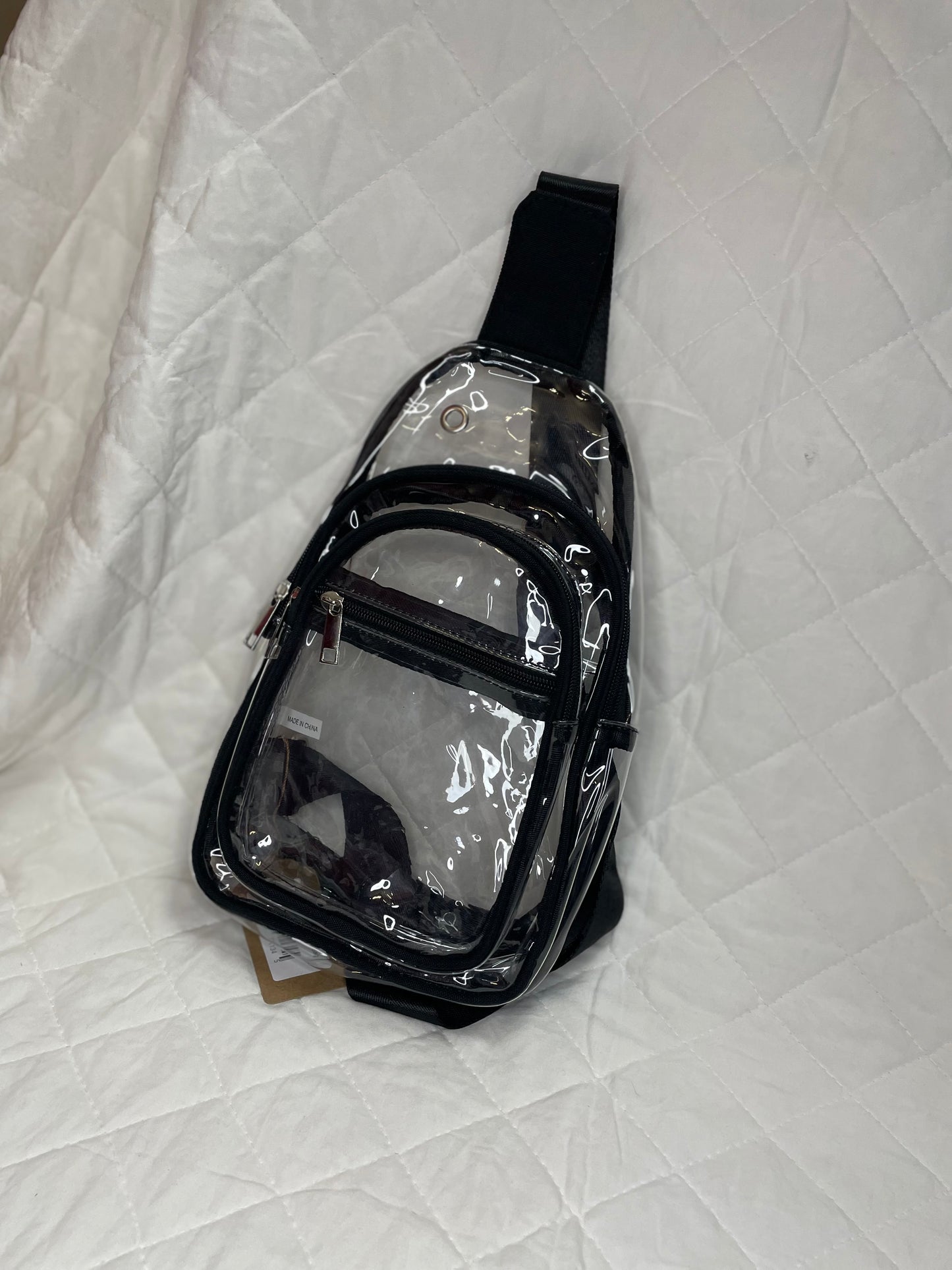 Black Strap Clear Bag