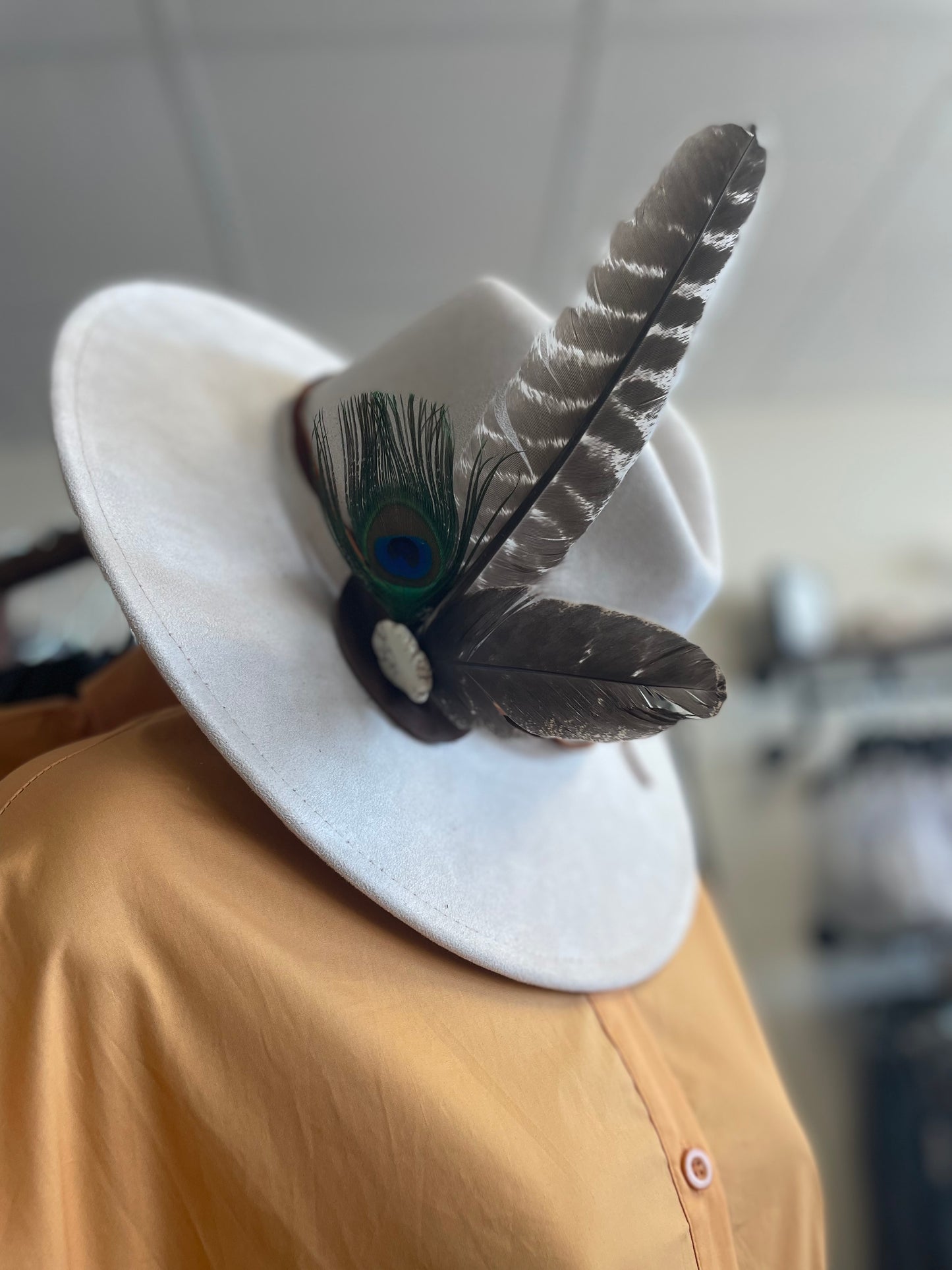 Peacock Feather Wide Brim Hat