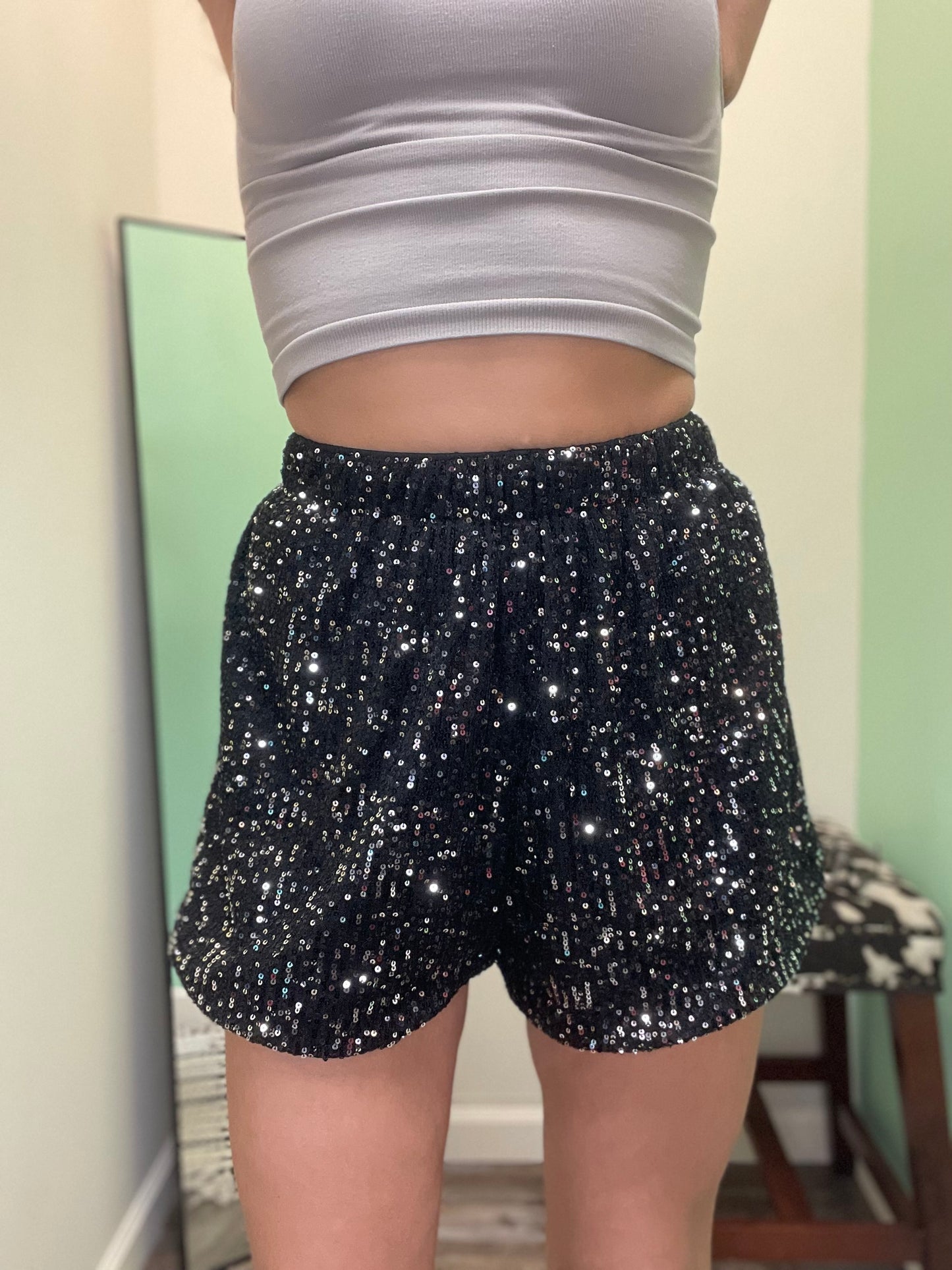 Black Sequin Shorts