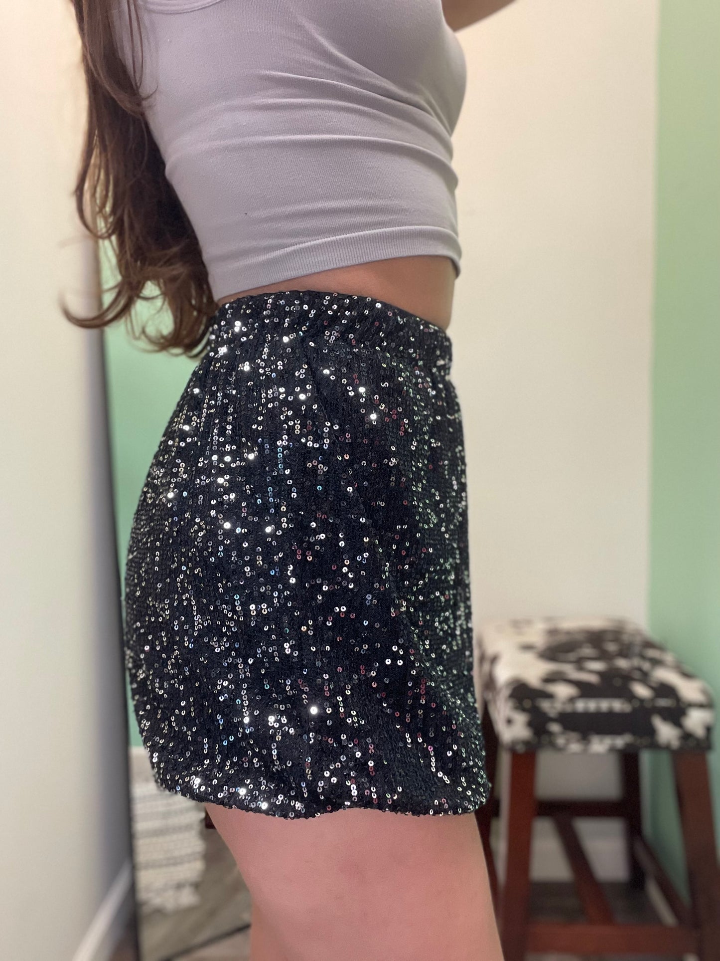 Black Sequin Shorts