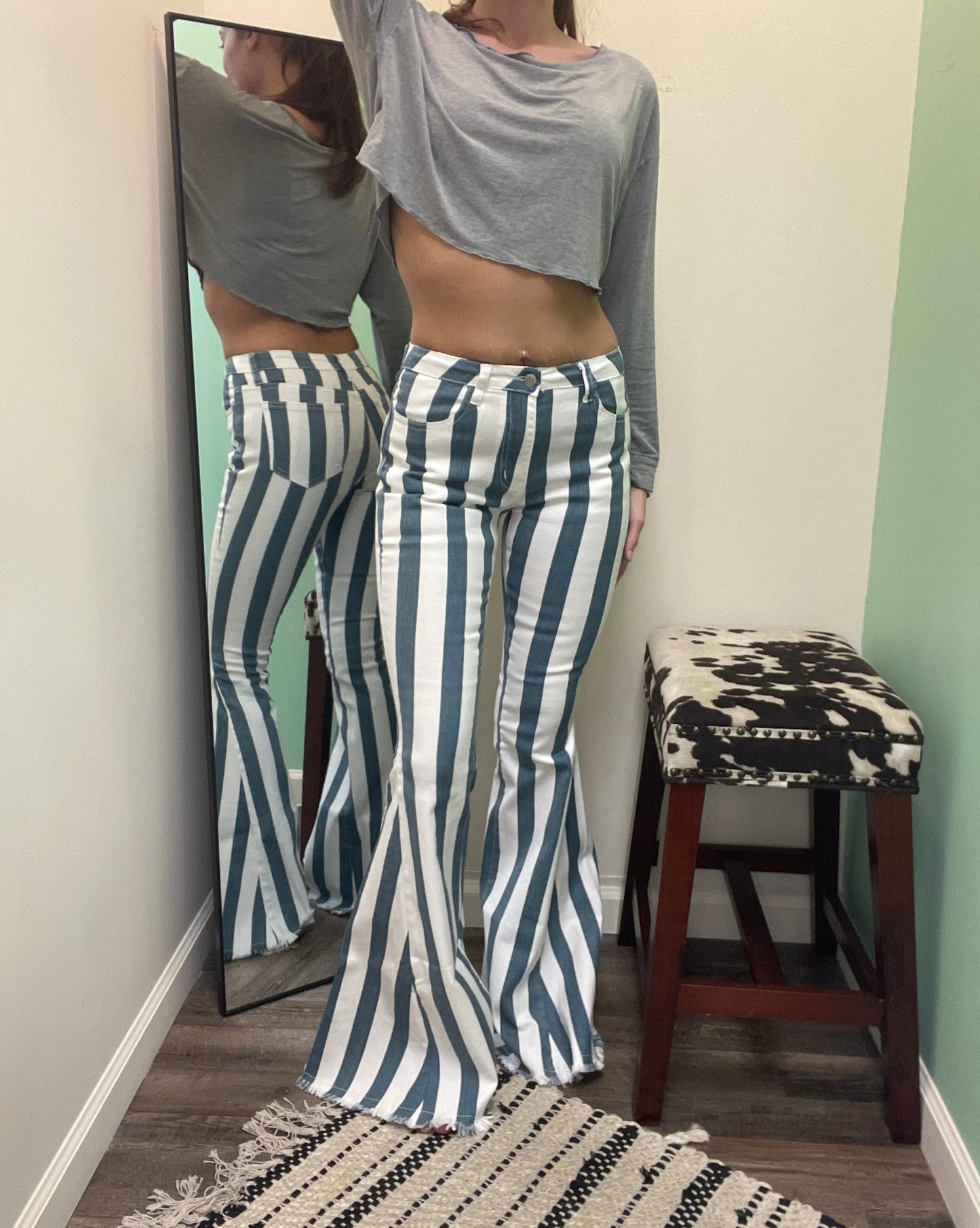 Lainey Western Striped Bell Bottoms