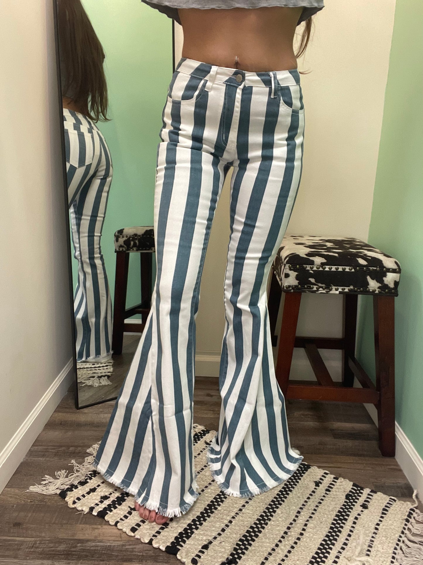 Lainey Western Striped Bell Bottoms