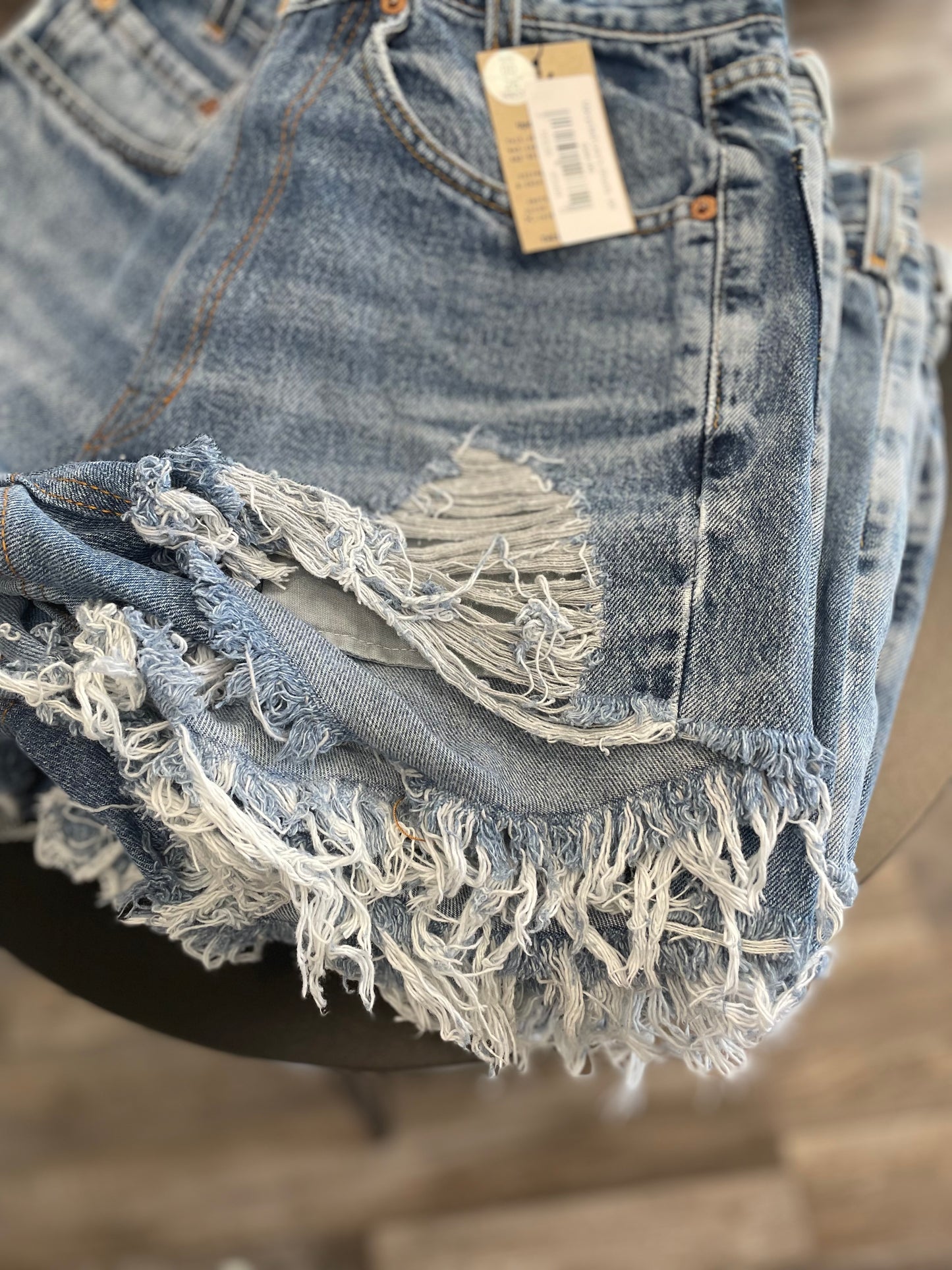 Upcycled Levi's Denim Shorts Frayed