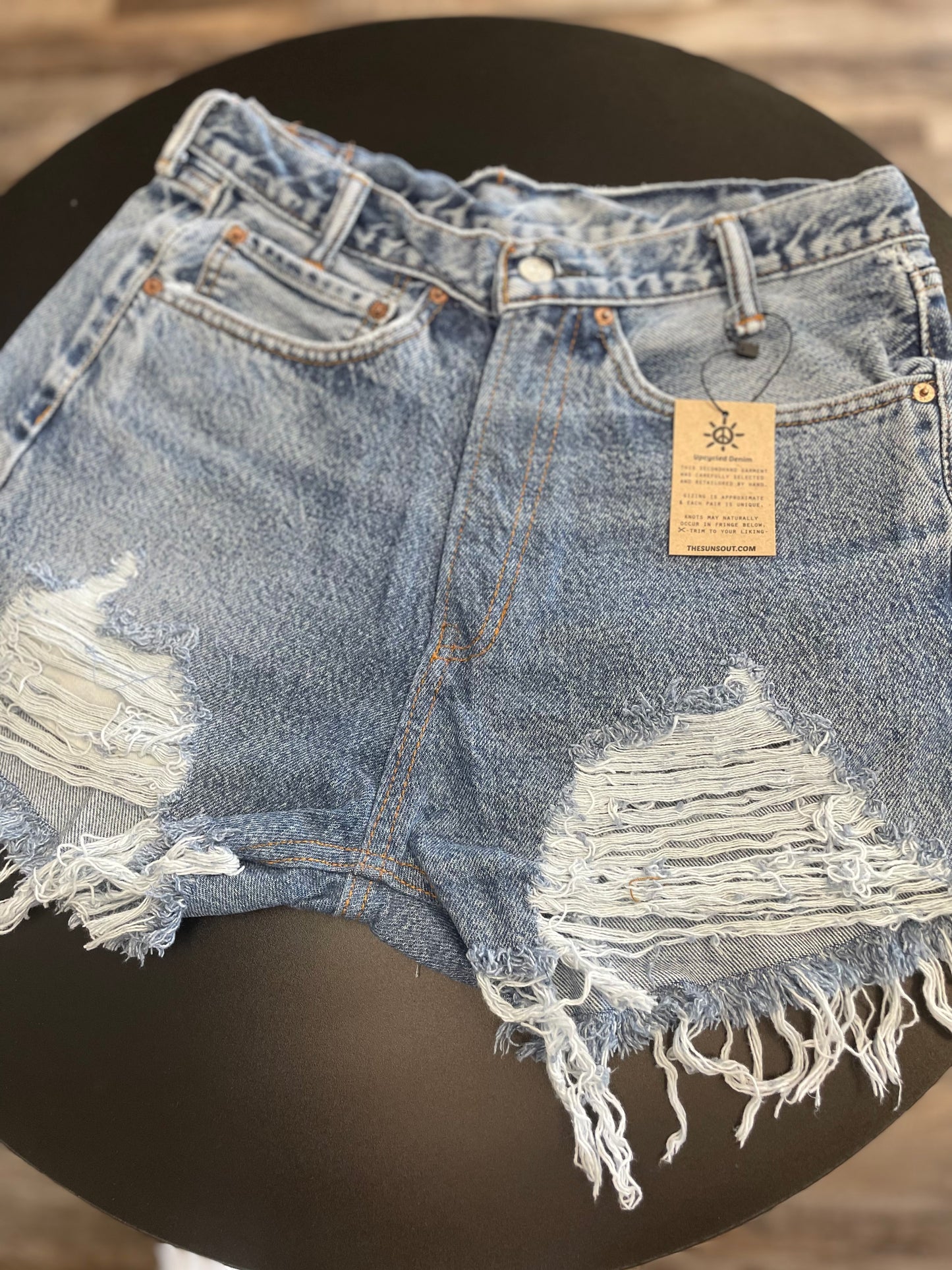 Upcycled Levi's Denim Shorts Frayed