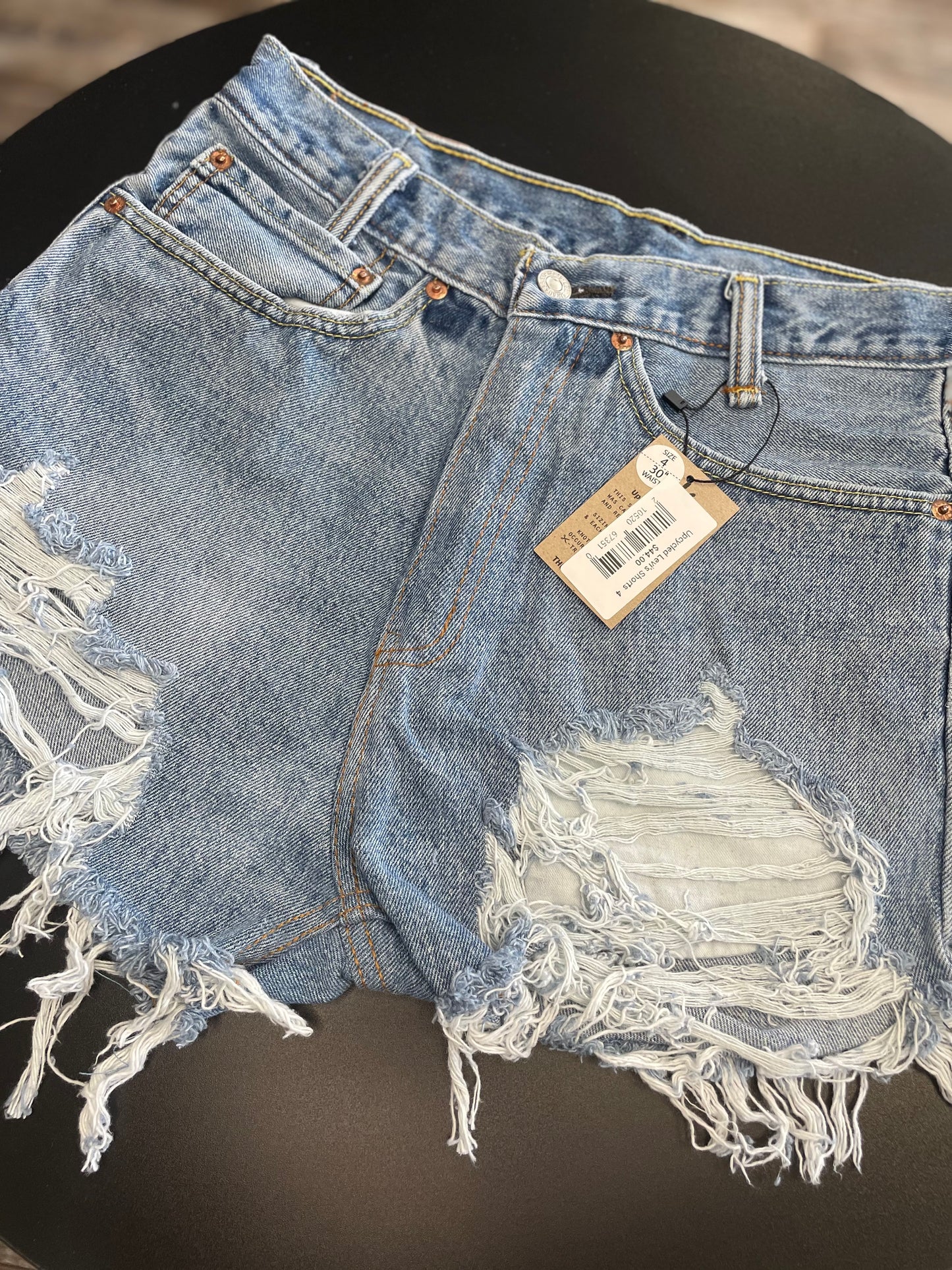 Upcycled Levi's Denim Shorts Frayed