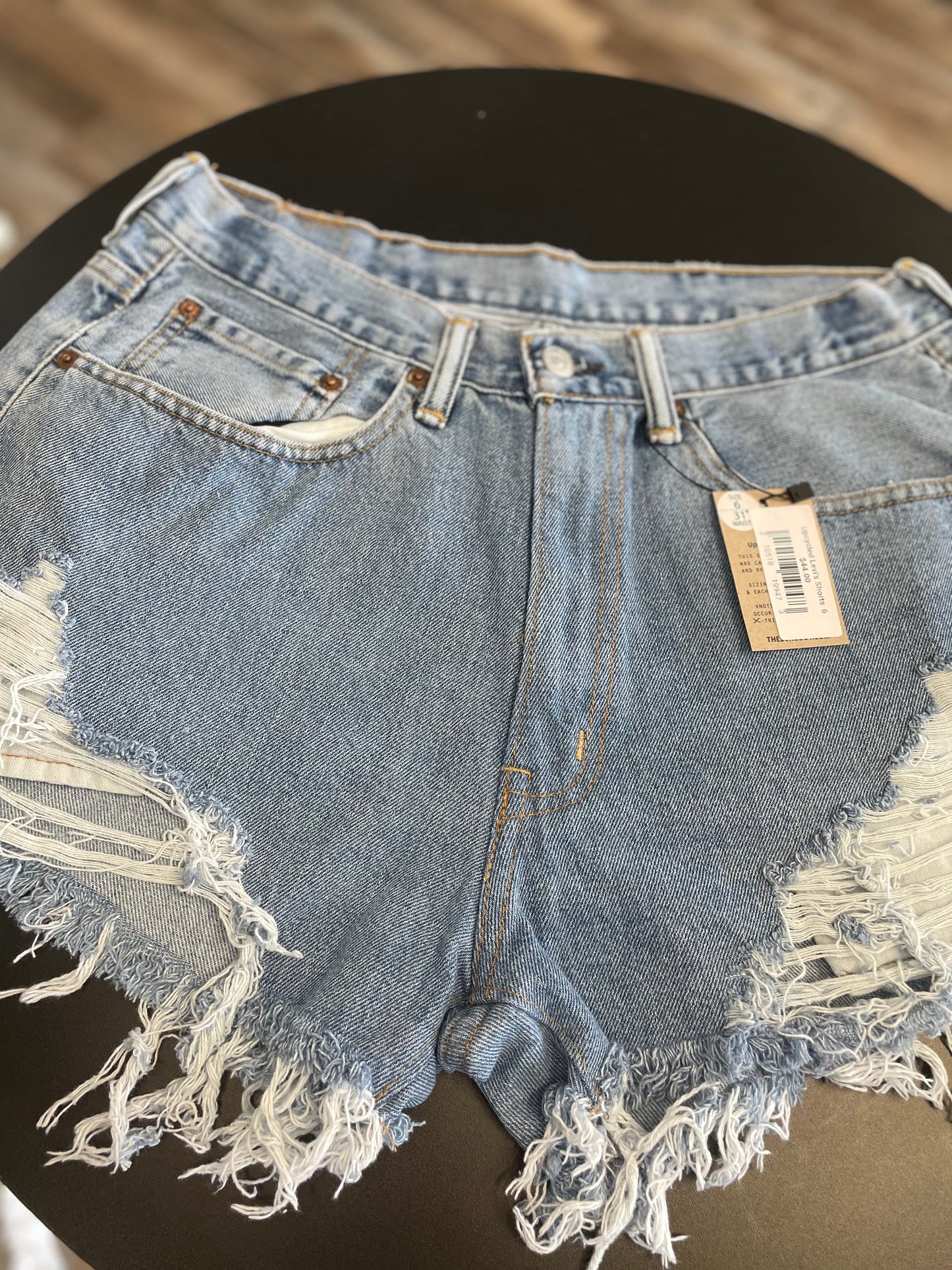 Upcycled Levi's Denim Shorts Frayed