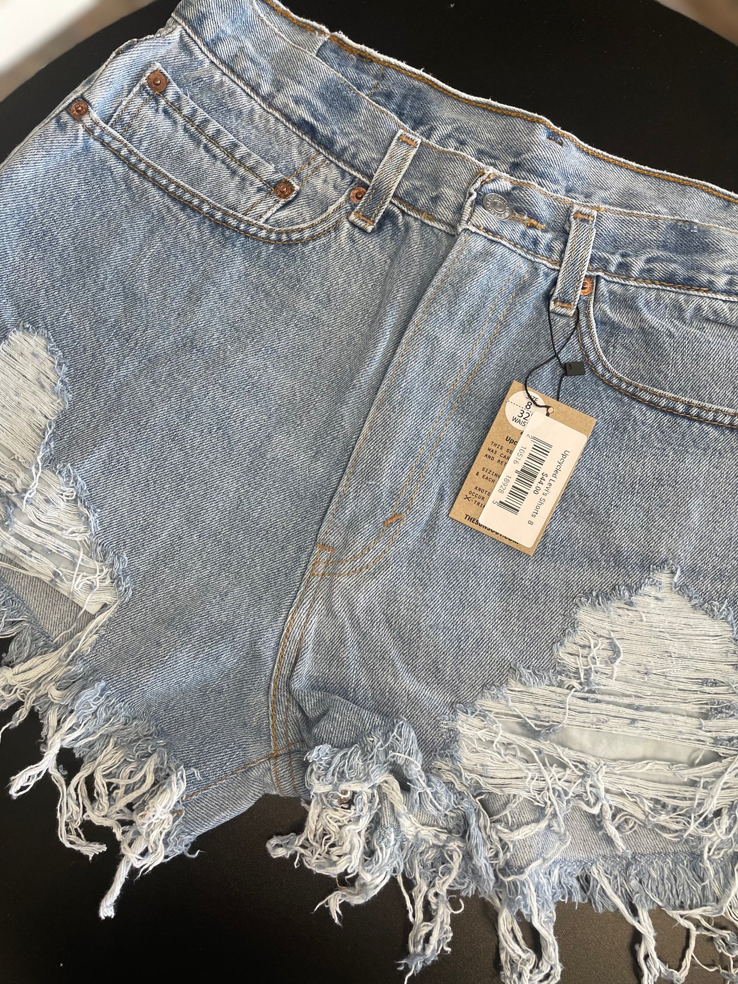 Upcycled Levi's Denim Shorts Frayed