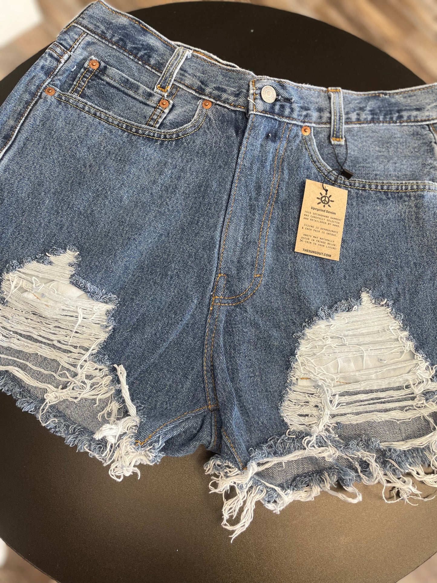 Upcycled Levi's Denim Shorts Frayed