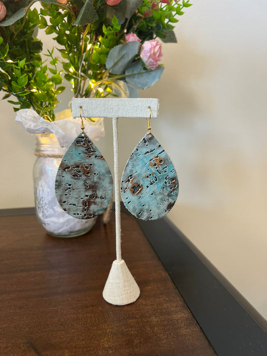 Large Leather Tear Drop Earring