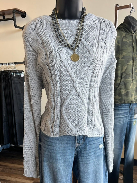 Grey Cable Knit Sweater