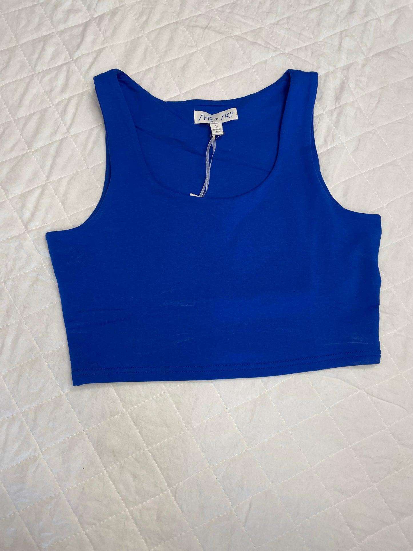 Sky Cropped Square Neck Tank