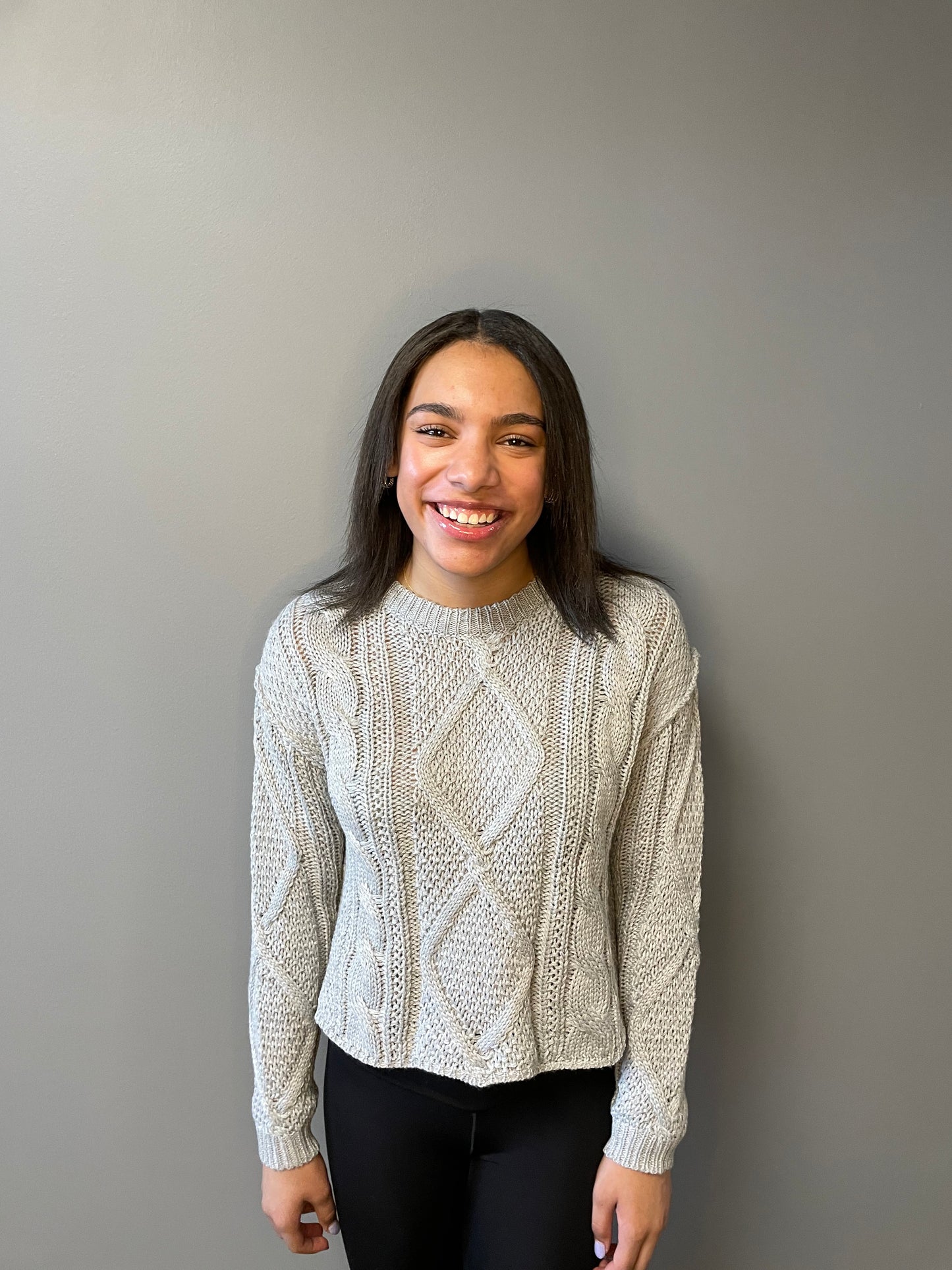 Grey Cable Knit Sweater