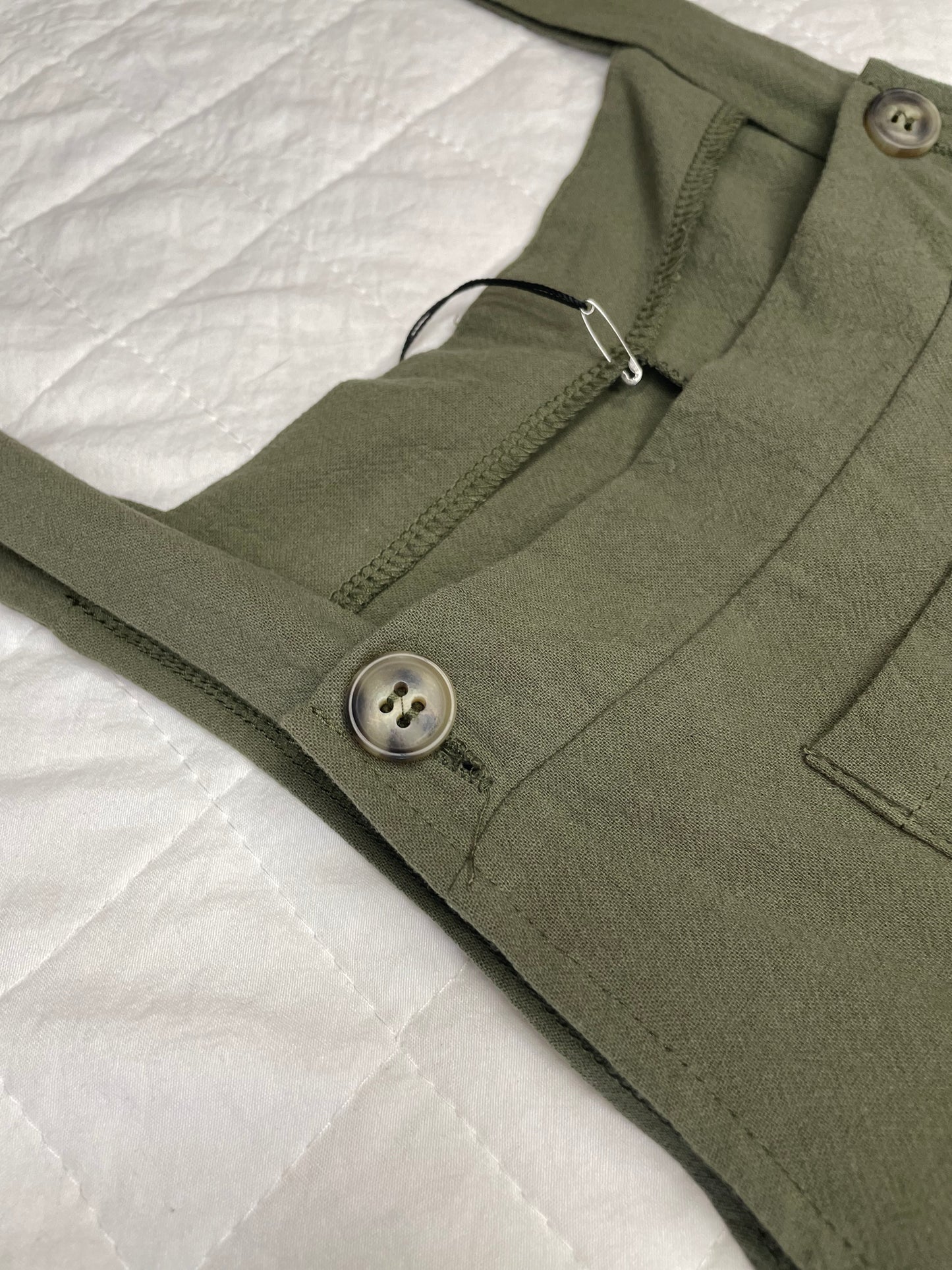 Overalls with Button Latch