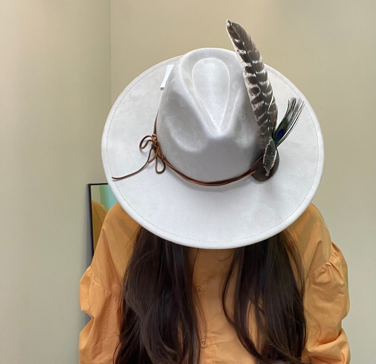 Peacock Feather Wide Brim Hat