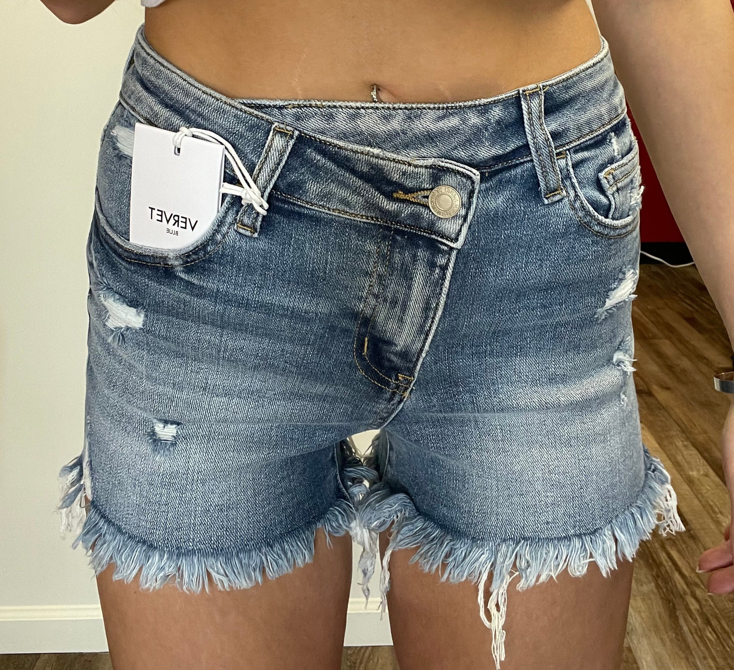 Vervet Criss Cross Denim Shorts