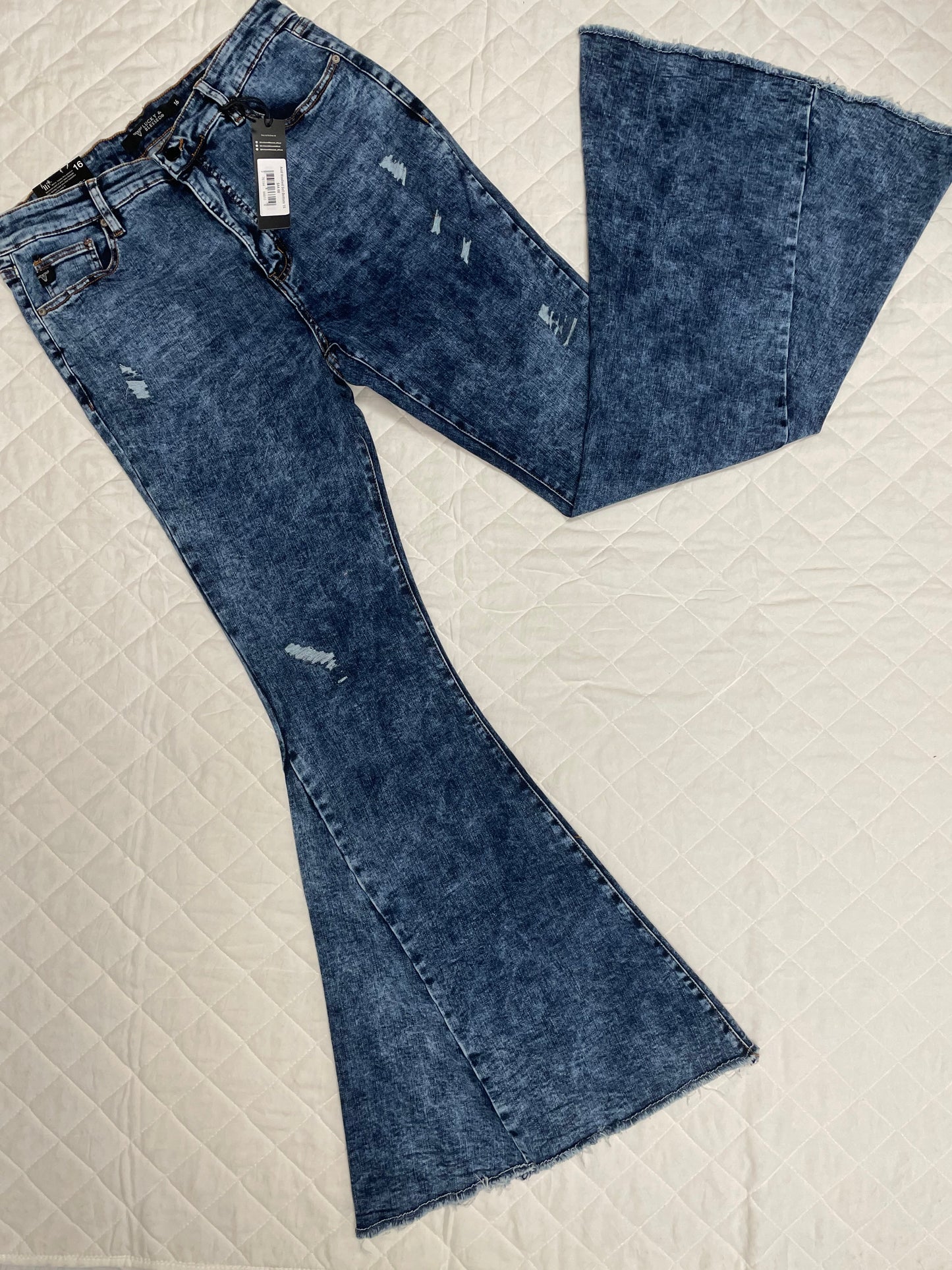 Plus Size Acid Wash Bell Bottom Jeans