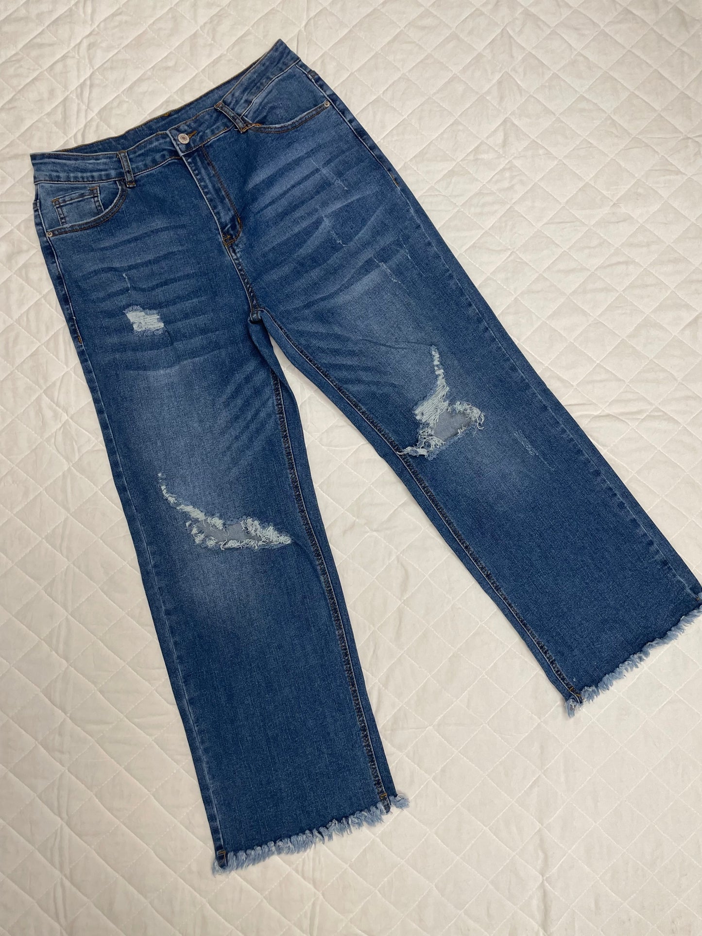 High Waisted Distressed Jeans