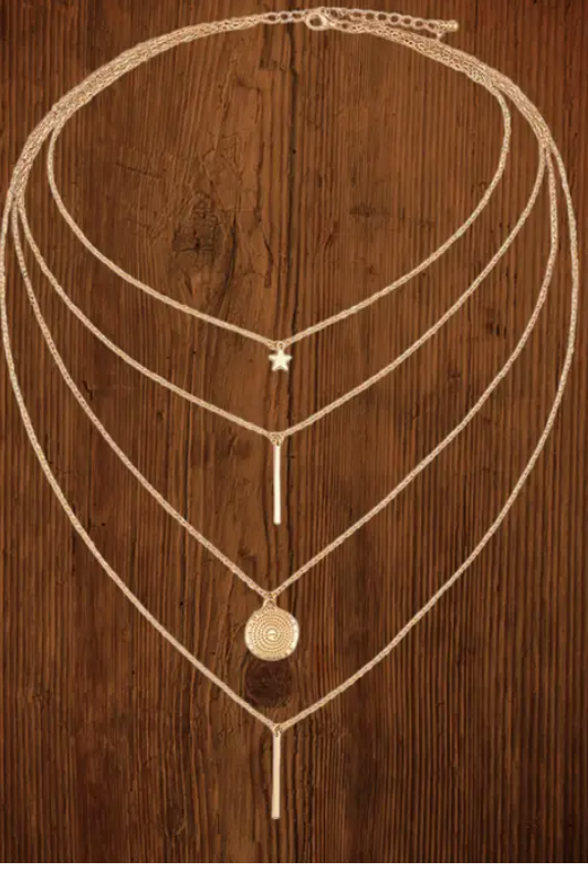 Boho Multi-Layered Star Pendant Necklace