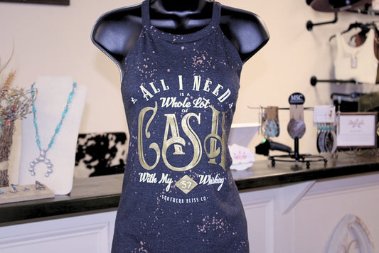 Cash & Whiskey Bleached Tank Top