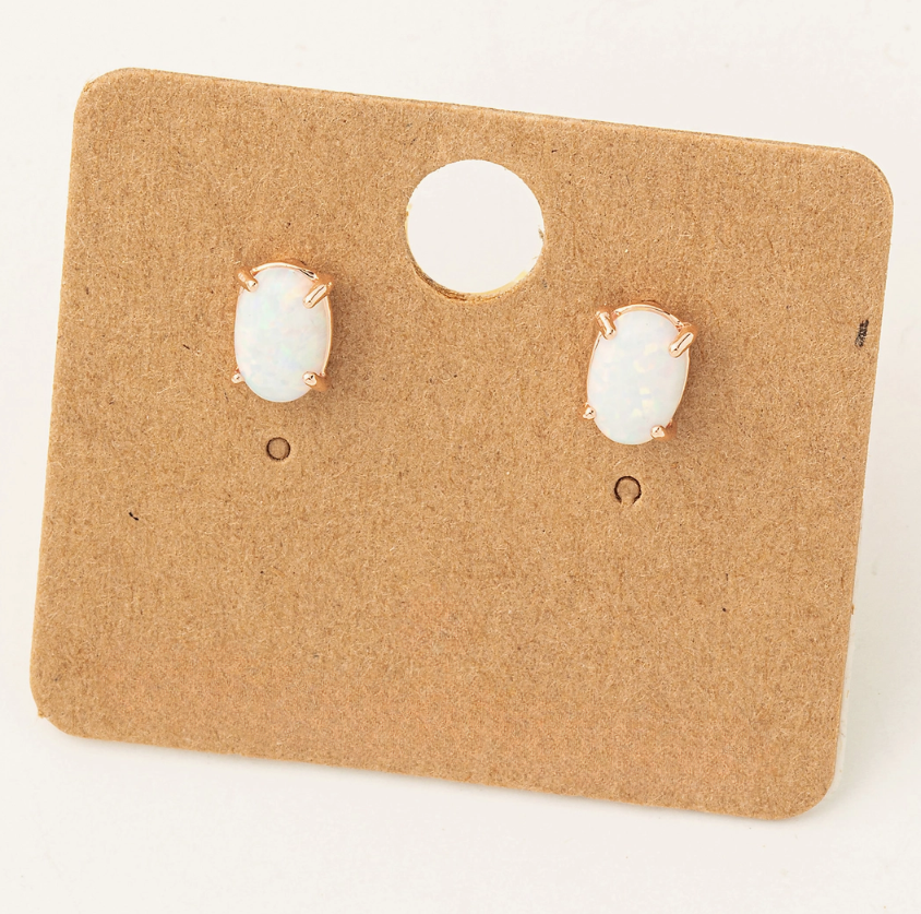 Opal Stone Stud Earrings